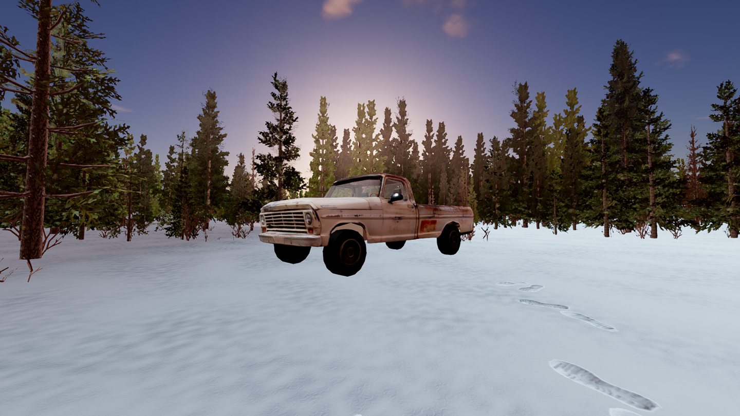 A truck in the snowy Canadian wilderness in Bushcraft Survival